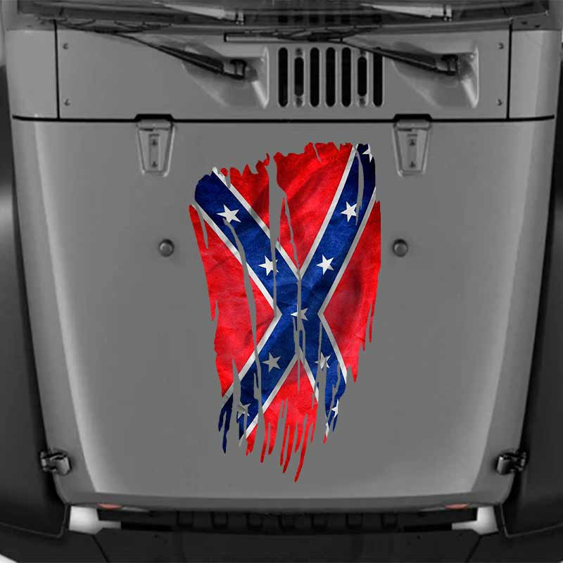 Tattered Confederate Flag Decal Jeep Chevy Ford Rebel Flag Sticker