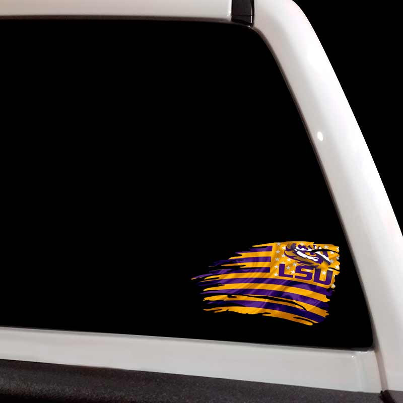 LSU Tigers Tattered Flag Louisiana Decal Set