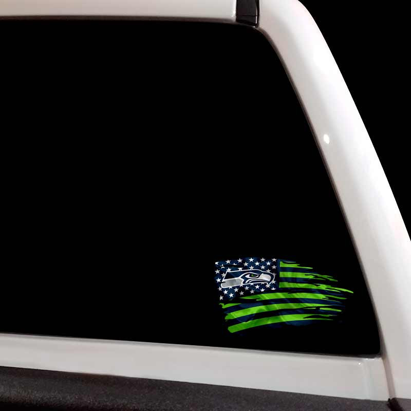Seattle Seahawks Tattered American Flag Decal Set
