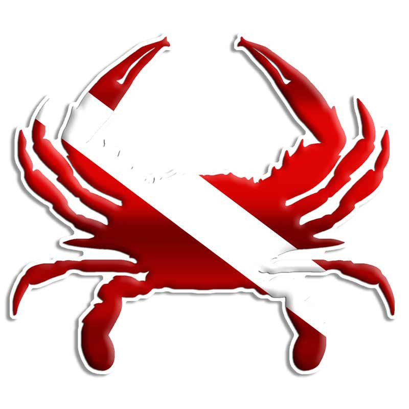 Dive Flag Crab Beach Ocean Diving Diver Decal