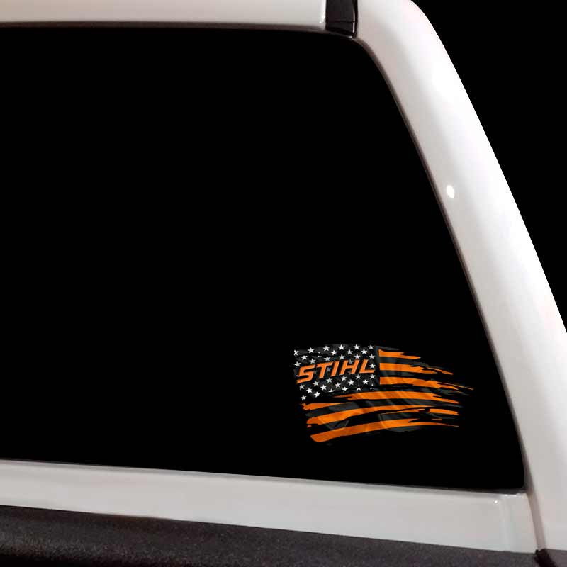 Stihl Equipment Tattered Flag Chainsaw Decal Set