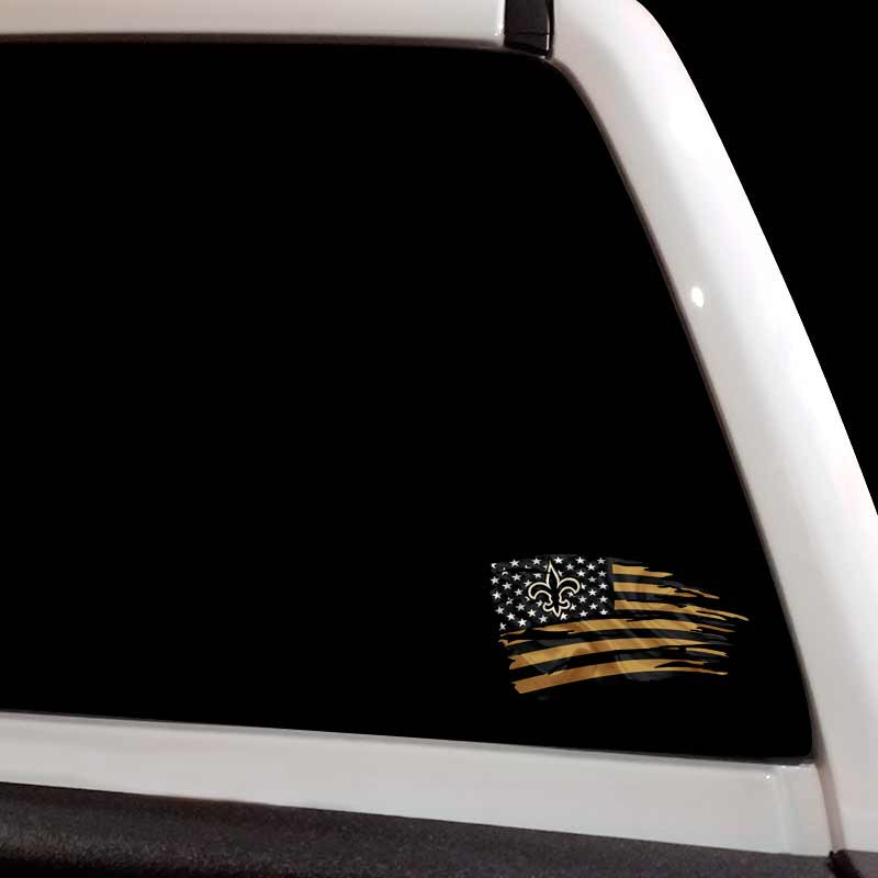 New Orleans Saints Tattered American Flag Decal Set