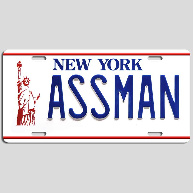 ASSMAN New York Seinfeld Kramer License Plate