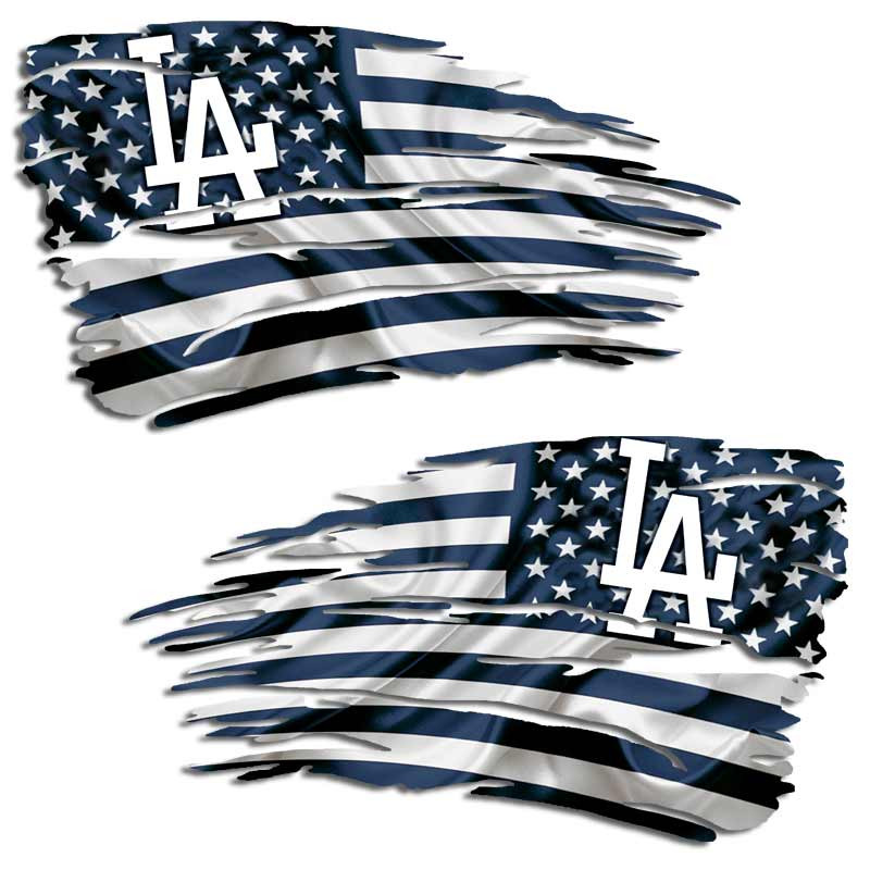 Los Angeles Dodgers Tattered American Flag LA Decal Set