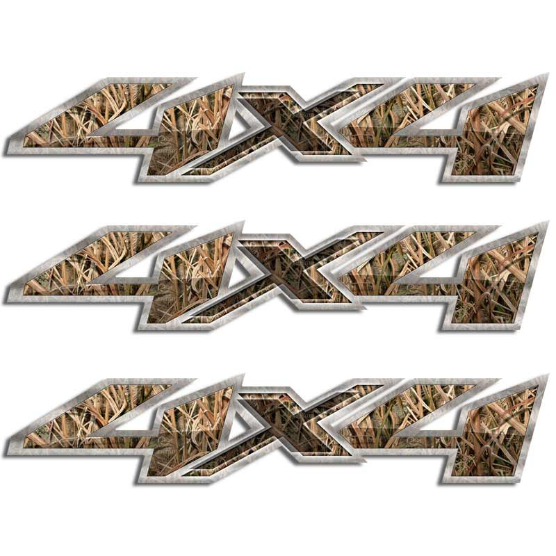 4x4 Blades Grass Camouflage Duck Hunting Truck Decal Set
