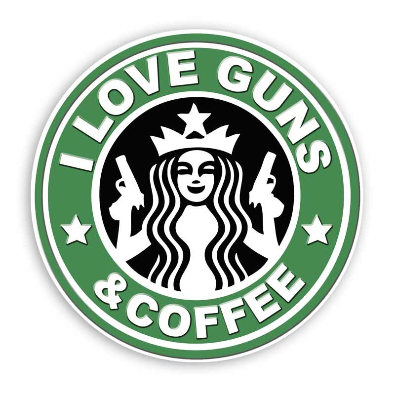 I Love Guns and Coffee Mermaid Decal Sticker