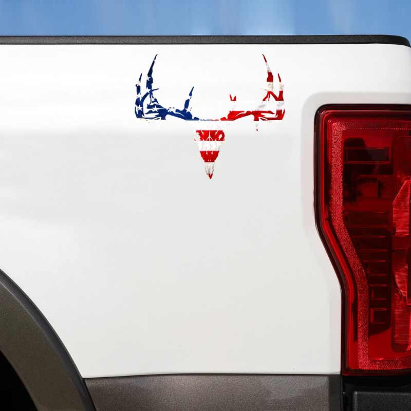 American Flag Whitetail Deer Skull Decal