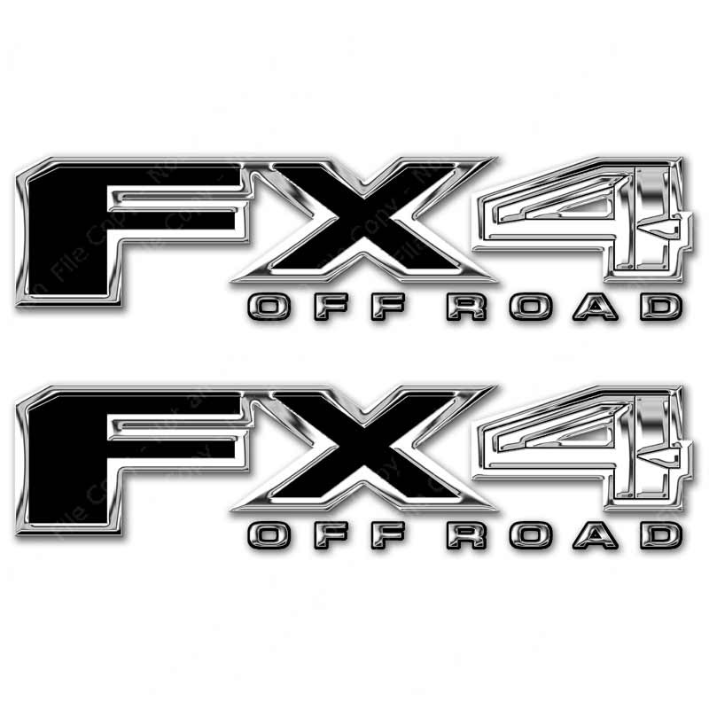 FX4 Black Chrome Printed Vinyl Truck Decal Set