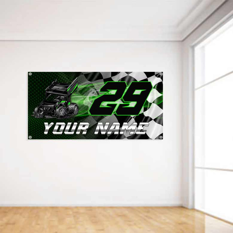 Sprint Car Racing Custom Name Number Banner