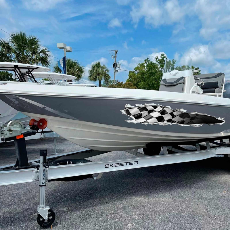 Ripped Metal Racing Flag Decal Sticker Set