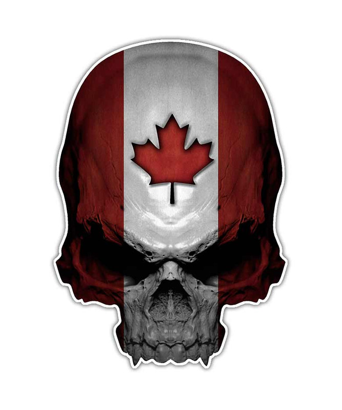 Canadian Flag Leaf Skull Sticker