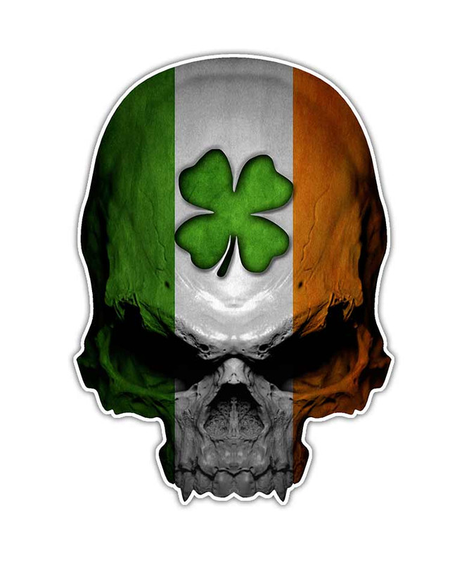 Irish Clover Ireland Flag Skull Sticker