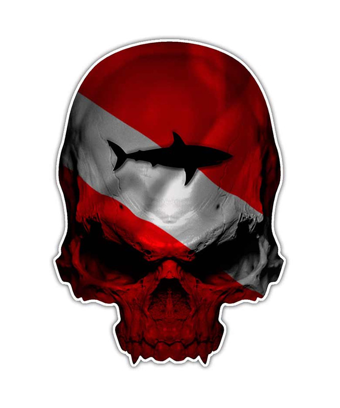 Dive Flag Shark Skull Decal