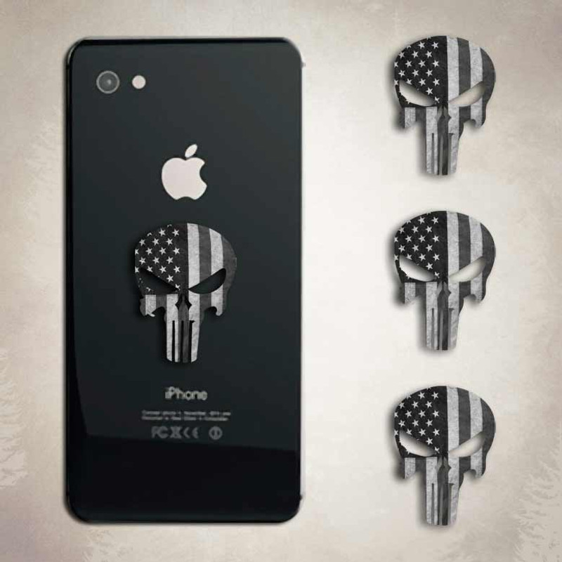 Punisher Subdued American Flag Skull Sticker iphone Android Decal Set