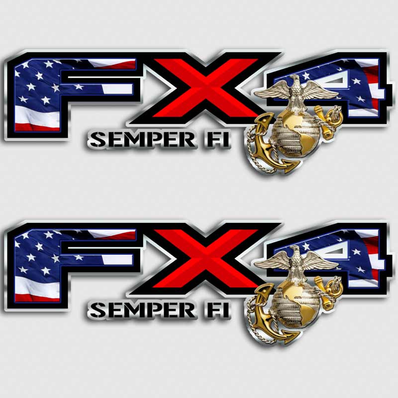 FX4 American Flag Marines SEMPER FI Truck Decals