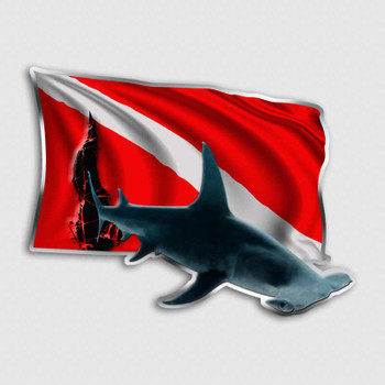 Hammerhead Shark Dive Flag Decal Fishing Diver Sticker