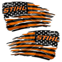 Stihl Equipment Tattered Flag Chainsaw Decal Set