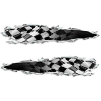 Racing Ripped Metal Checkered Flag Decal Set