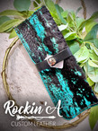 In Stock - Hair Straightener Cover - Turquoise Gator Acid Wash Hair On