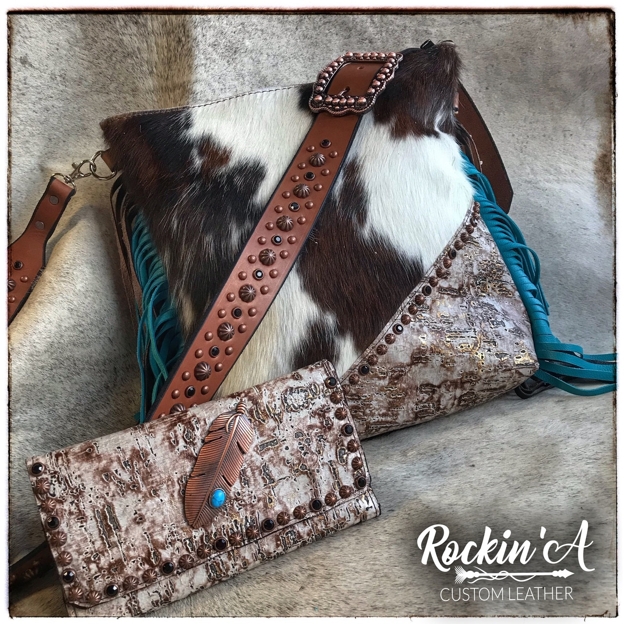 Cowhide Purse with Leather Corner