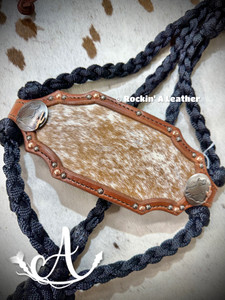 In Stock - Bronc Halter - Brown & White Cowhide