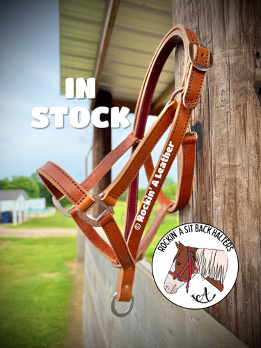 In Stock - AVERAGE/MEDIUM - Rockin' A Sit Back Resist Leather Halter - Medium Oil Leather w/ Copper Hardware