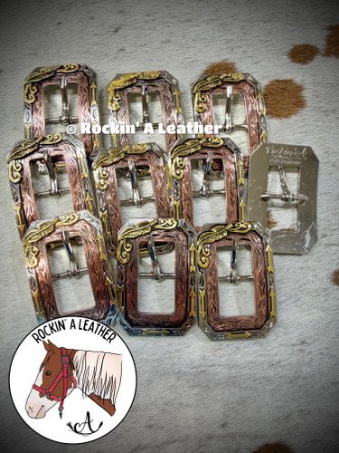 Hardware - 10pcs 3/4" Buckle - Rockin A Feather ($8.50 per buckle) 