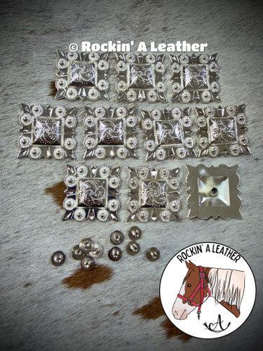 Hardware - 10pcs 1.5" Concho - Silver Square