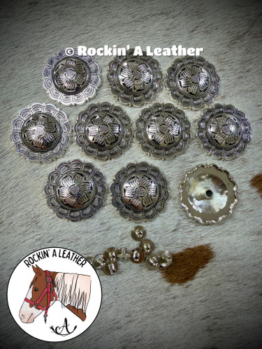 Hardware - 10pcs 1.5" Concho - Silver Fancy Berry