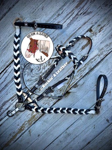 In Stock - Black & White Bloodknot Tack Set