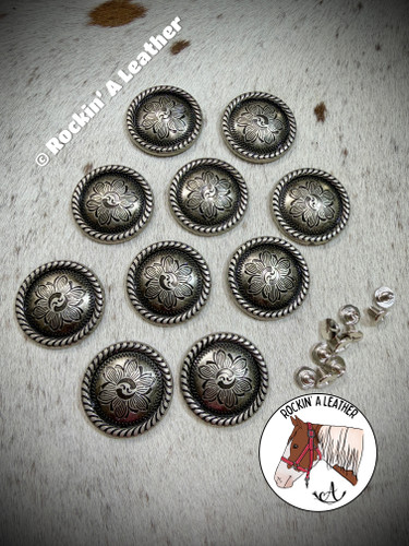 Hardware - 10pcs 1.75" Concho - Engraved Round Edge Antique