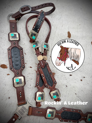In Stock - Tack Set - Square Style with Black Gator inlay
