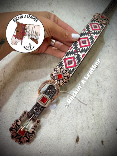 In Stock - Medium Straight Dog Collar - Red Gator (12-16") 