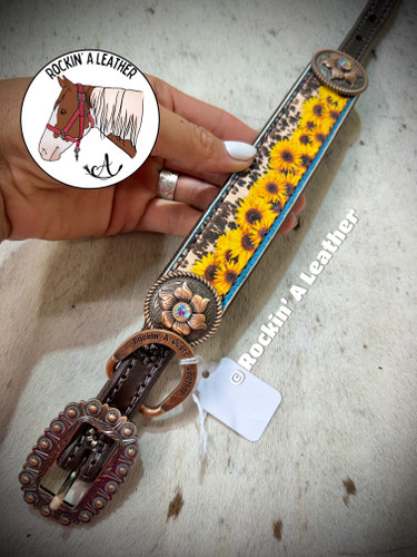 In Stock - Medium Straight Dog Collar - Sunflowers (12-16") 