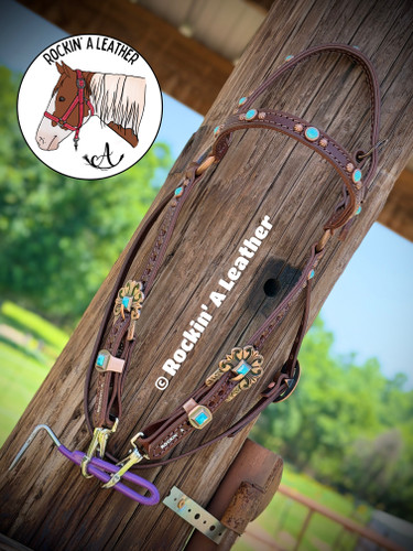 In Stock - Rockin A' Barcoo Headstall - A3 Snap Ends