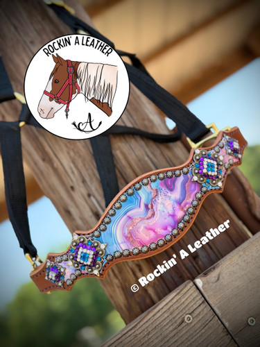 In Stock - Bronc Noseband Purple Geode on Nylon Halter