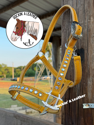 In Stock - AVERAGE - Yellow Halter w/ Bling & Option to Add Sit Back