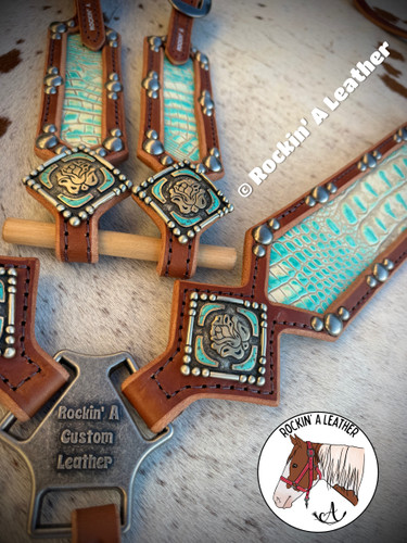 In Stock - Turquoise Gator Tack Set