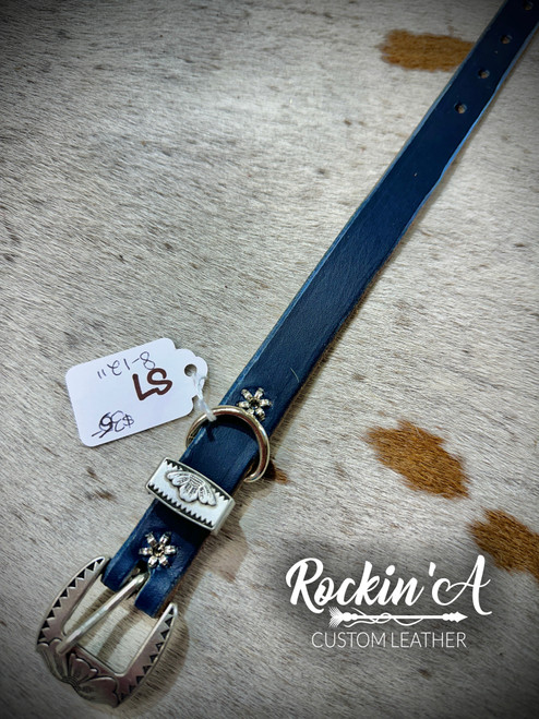 In Stock - Dog Collar - Small Simple - Navy Leather (S7)