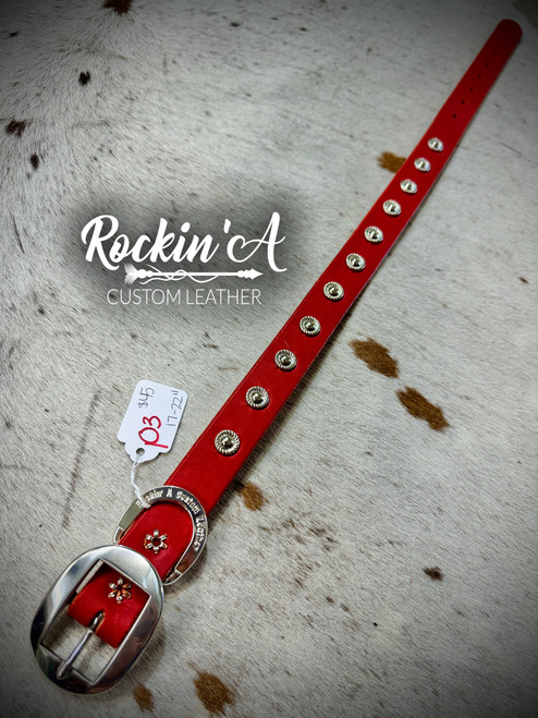 In Stock - Dog Collar - Large Simple - Red Leather (P3)