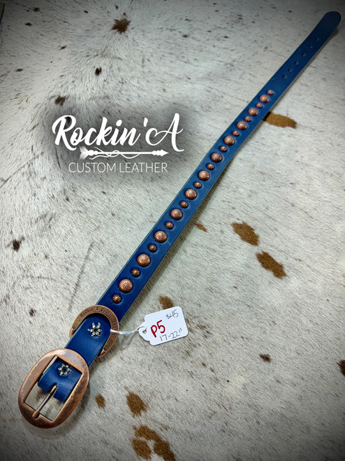 In Stock - Dog Collar - Large Simple - Navy Leather (P]5)