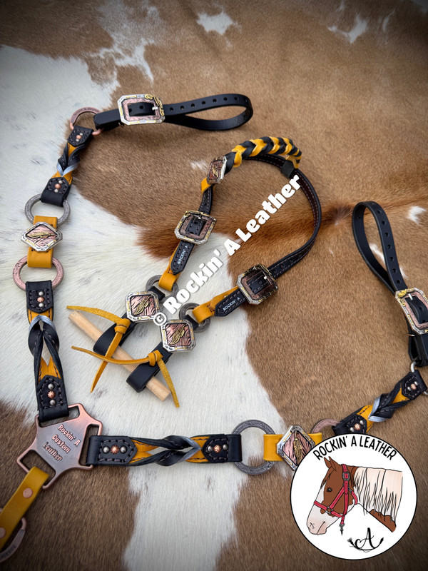In Stock - Yellow & Black Twisted Ring Style Tack Set