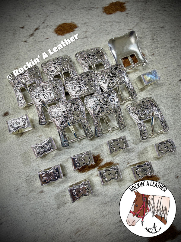 Hardware - 10pcs 3/4" Buckle - Silver Floral ($5.75 per buckle) 