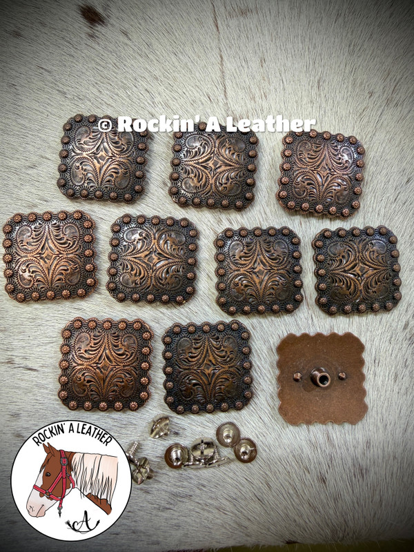 Hardware - 10pcs 1.5" Concho - Copper Square Berry