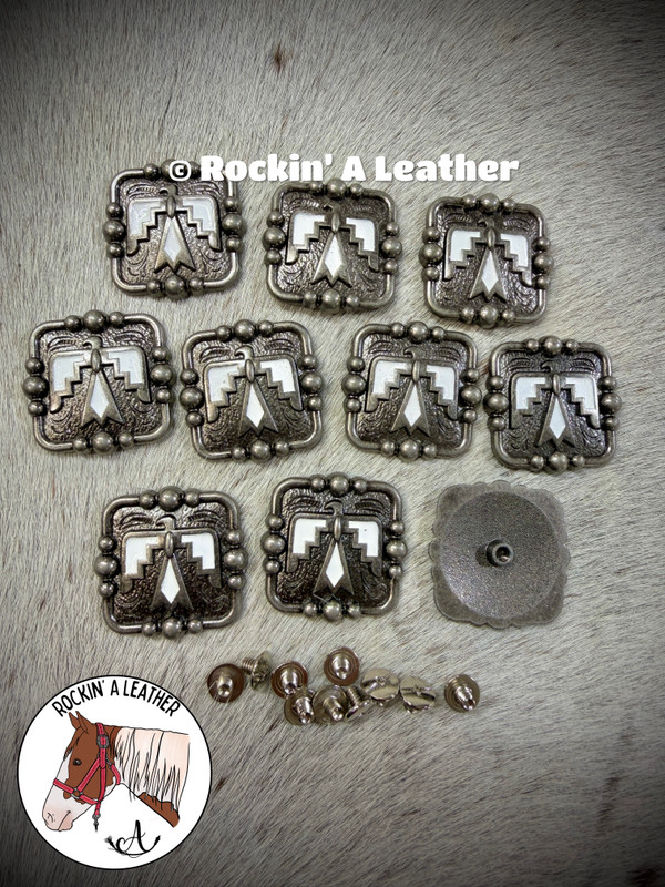 Hardware - 10pcs 1.5" Concho - Antique White Thunderbird