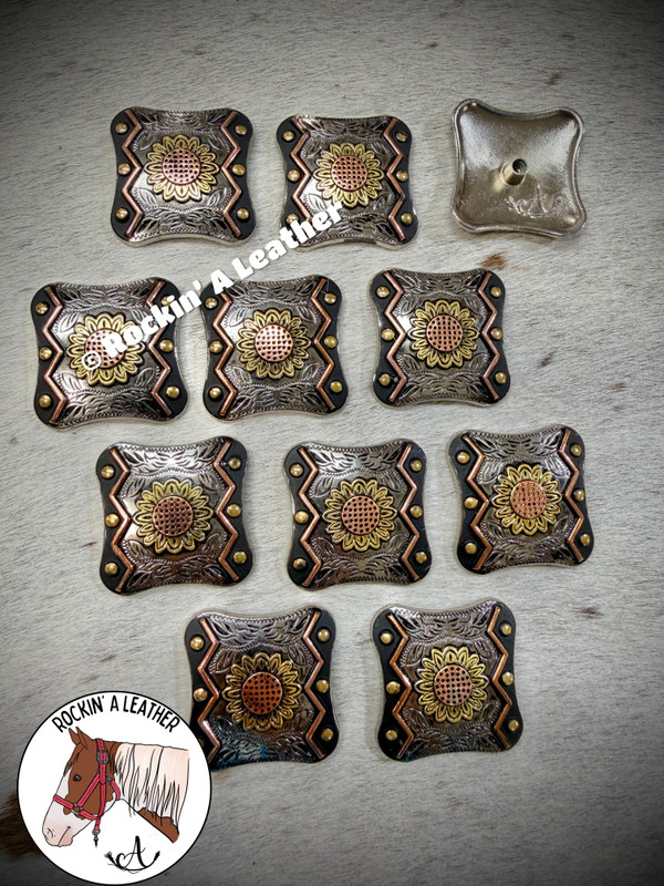 Hardware - 10pcs 1.5" Concho - Rockin A Sunflower