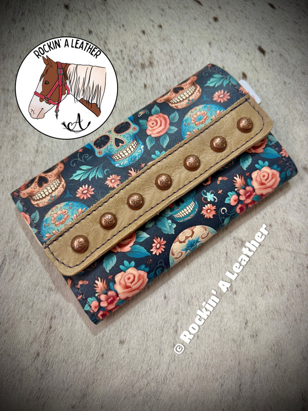 In Stock - Tri-Fold Wallet - Sugar Skulls