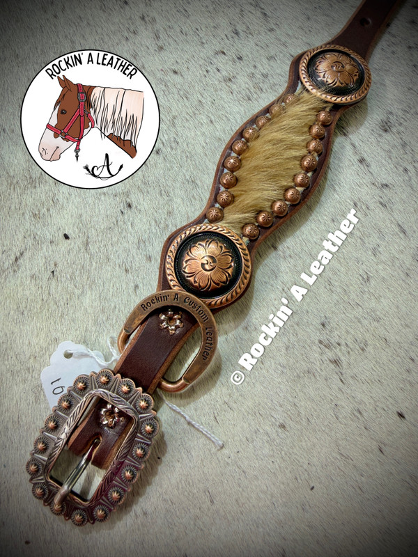 In Stock - Small Scallop Dog Collar - Brown Cowhide (10-14")