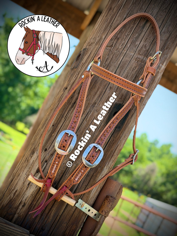 In Stock - Rockin A' Barcoo Headstall - A4 Tie Ends