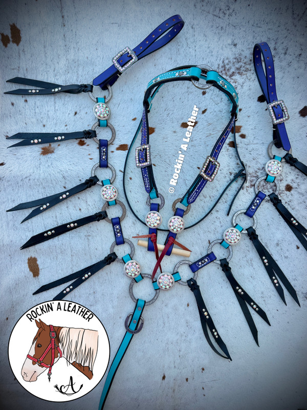 In Stock - Ring Style Tack Set - Purple & Teal